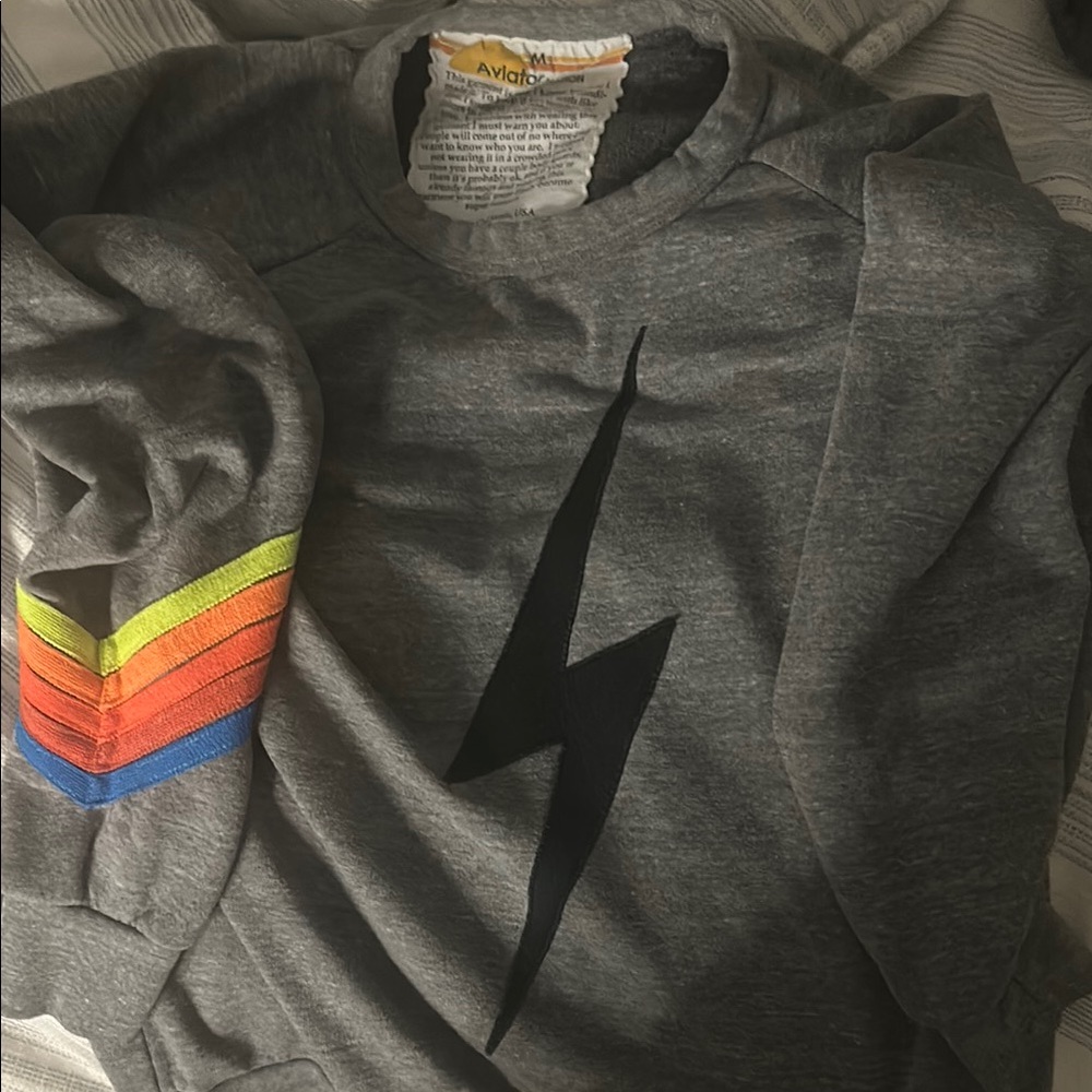 Gray Aviator Nation Lightning Bolt Sweater